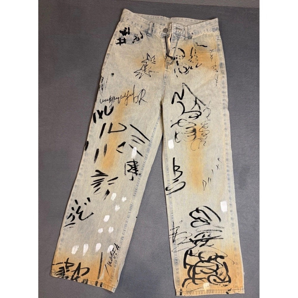Graphic UrbanCore Jeans / Streetwear Denim Pants 27/ Cowgirl Chic Concert